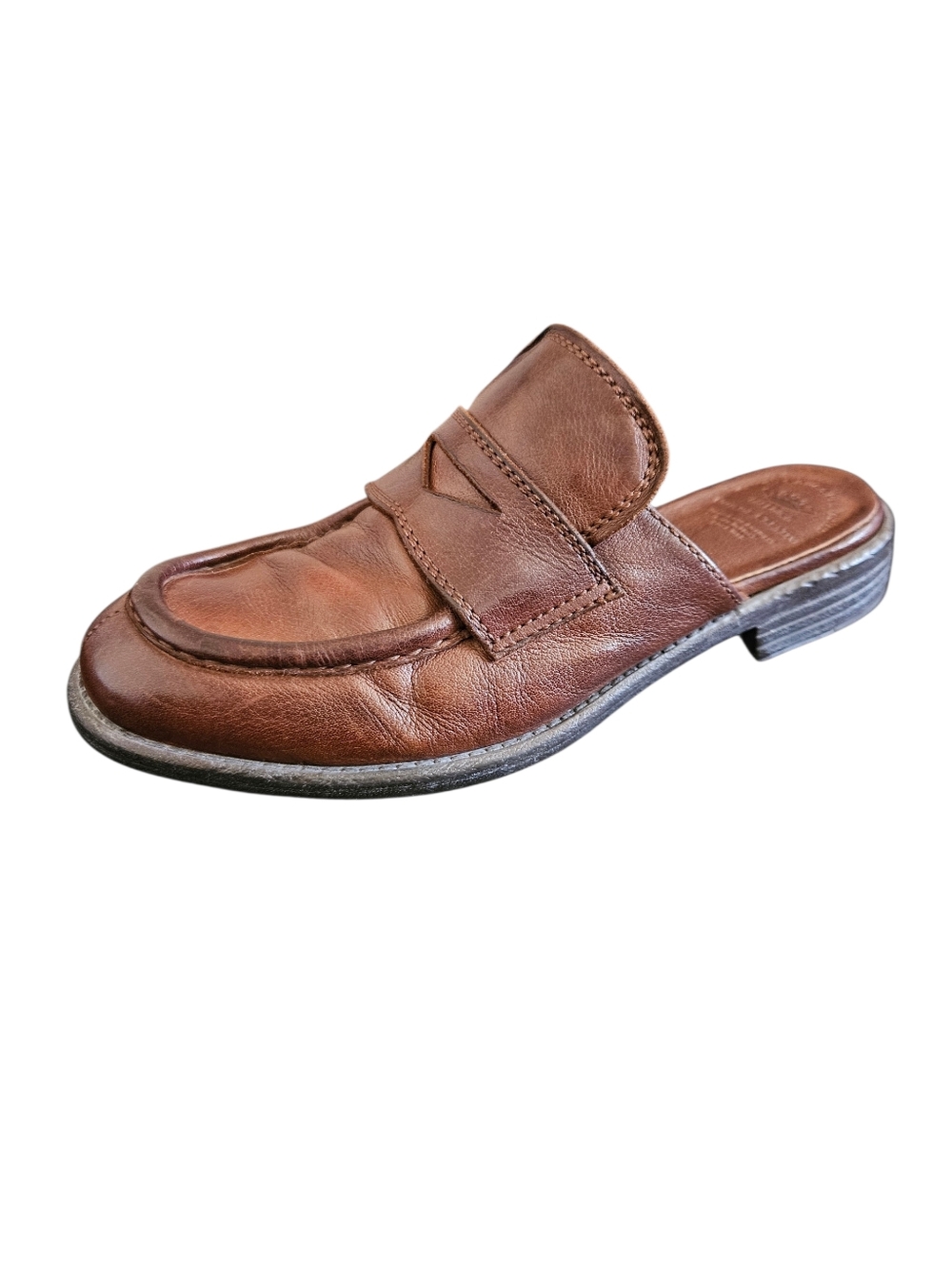 Officine Creative Calixte Brown Italian Leather Penny Loafer Mules Size 37.5/6.5